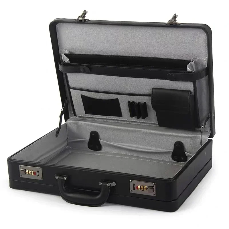 Leather Work Laptop Bag - Password Box Multi-function Portable Suitcase Business