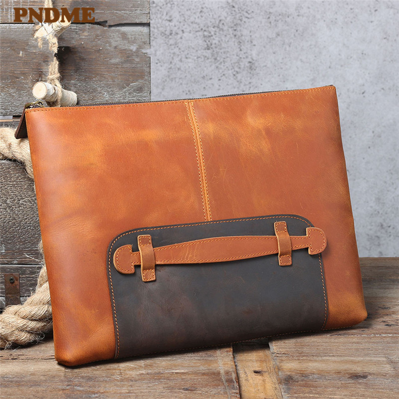 Leather Work Laptop Bag - Vintage handmade genuine leather large-capacity men's