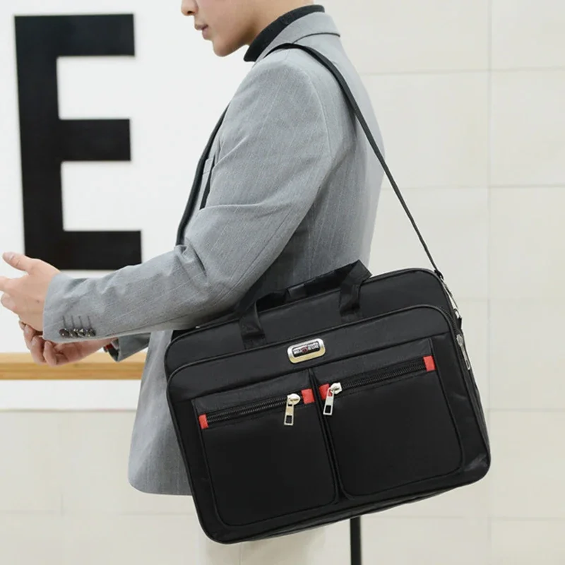 Leather Work Laptop Bag - Simple Tote Men Business Briefcase Handbag