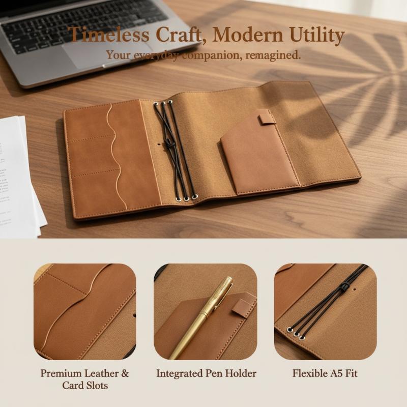 Leatherwork Journal - @*Refillable Crazy Horse Leather Binder Organizer