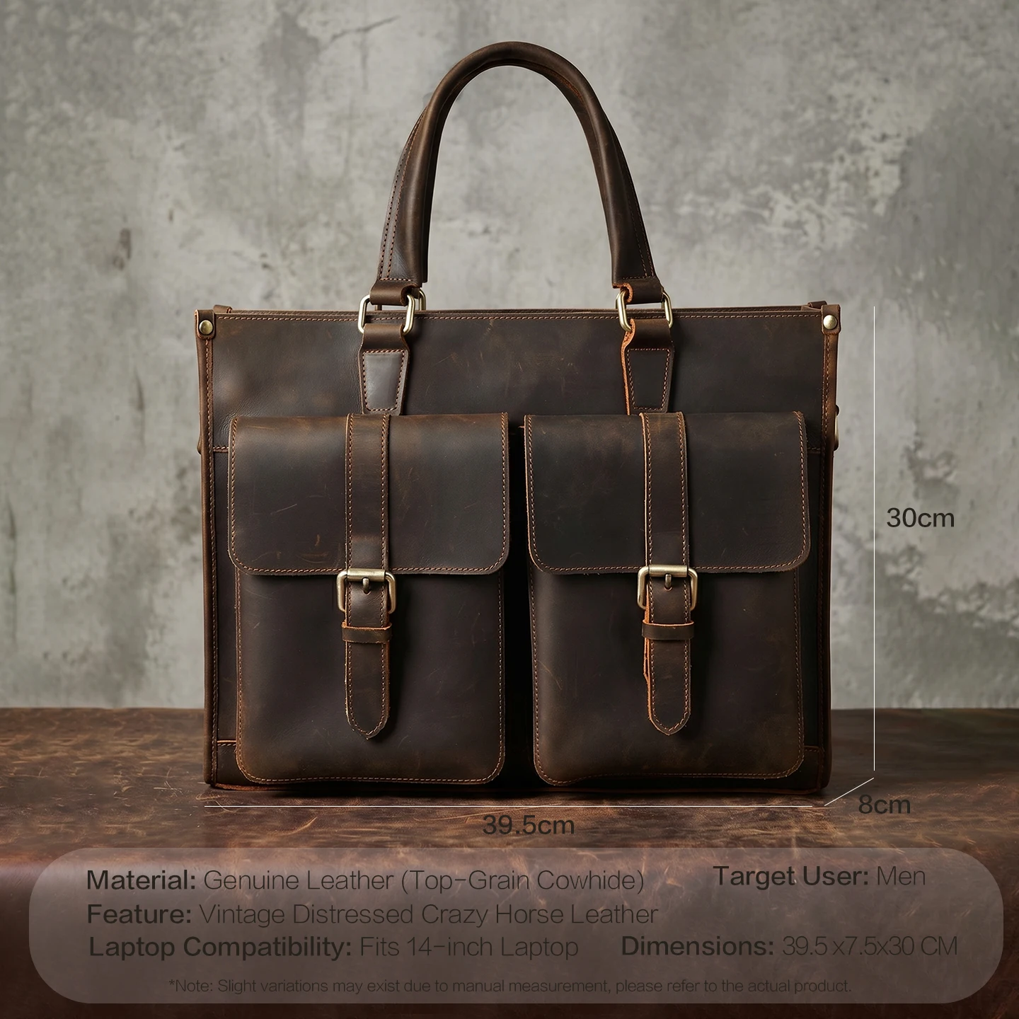 Vintage Genuine Leather Men Cr - Leather Work Laptop Bag review and price